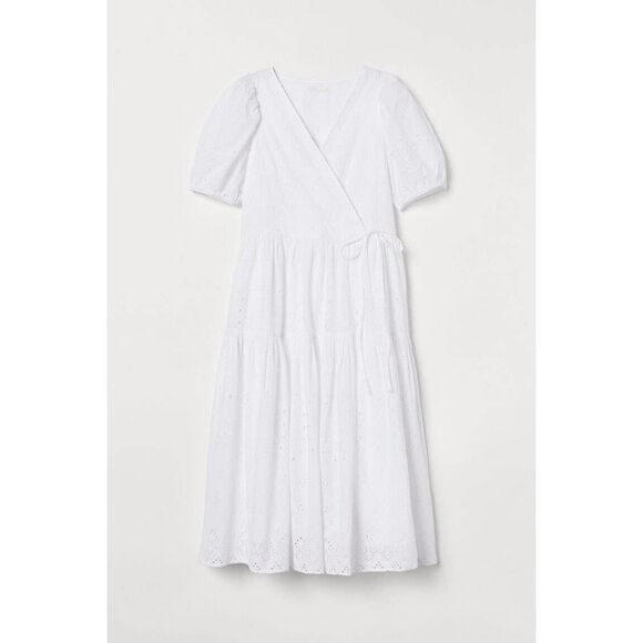 Embroidered Cotton Eyelet Midi White Dress H&M - Picture 3 of 6